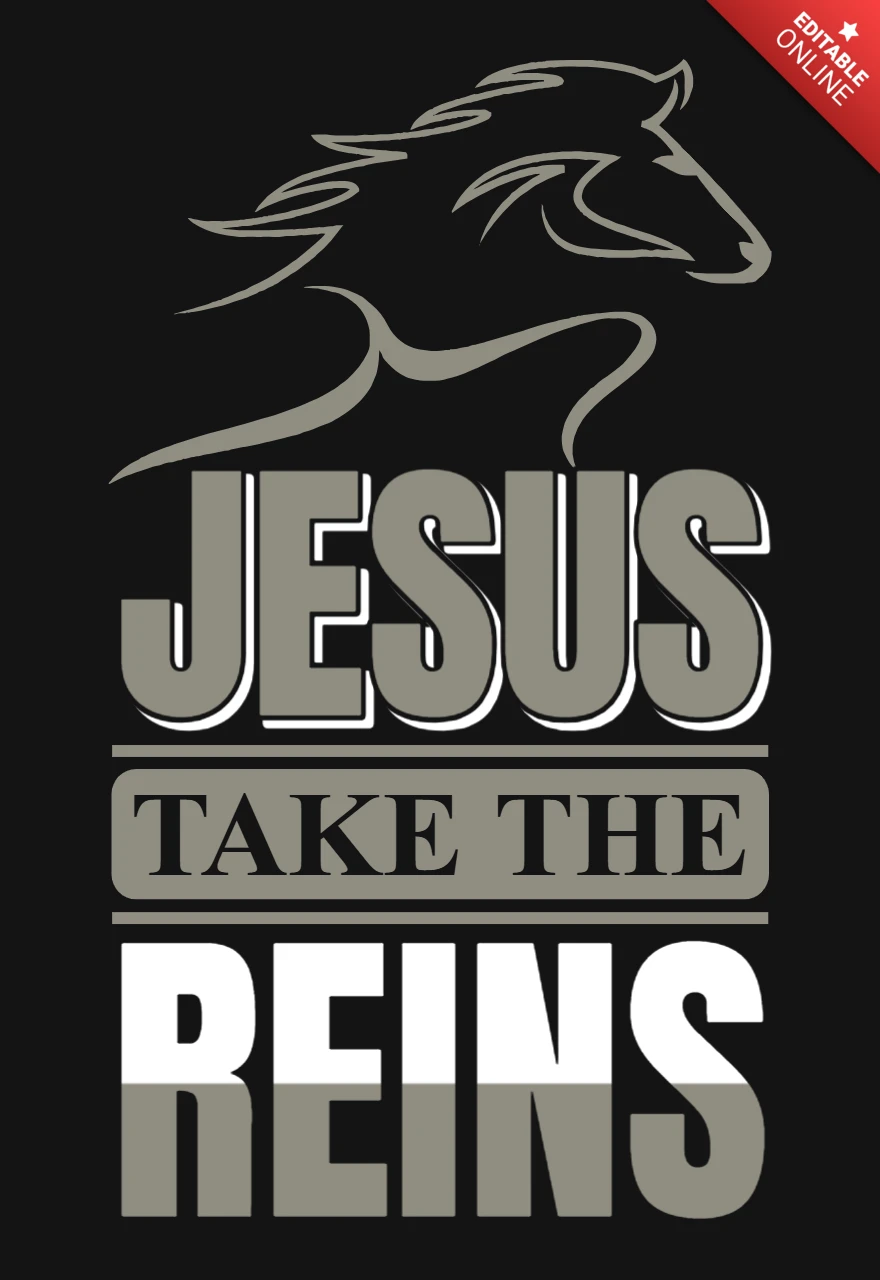 Modèle de t-shirt sur les courses de chevaux inspiré par la foi : jesus take the reins