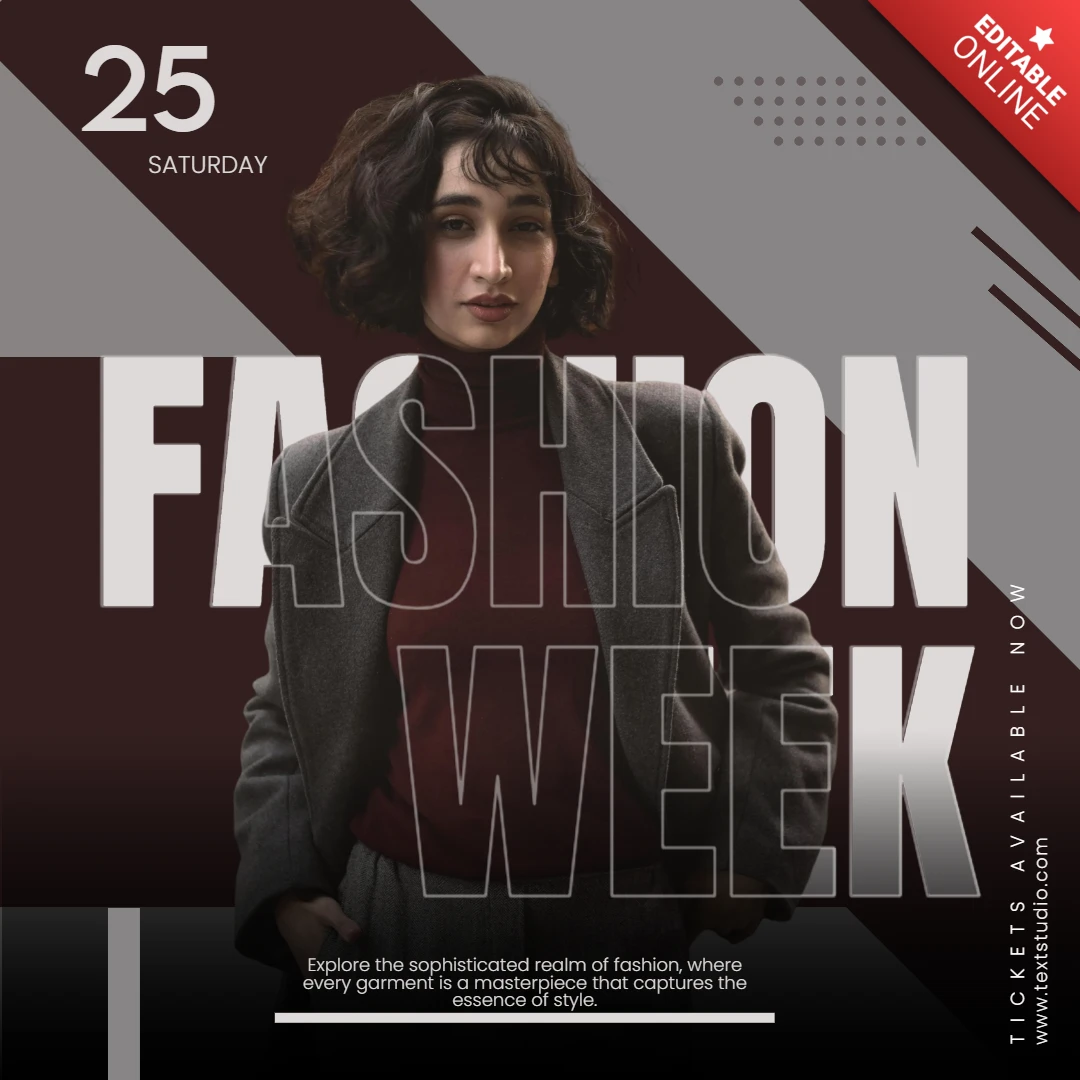 Modelo de postagem para instagram da semana de moda moderna em marrom escuro e branco
