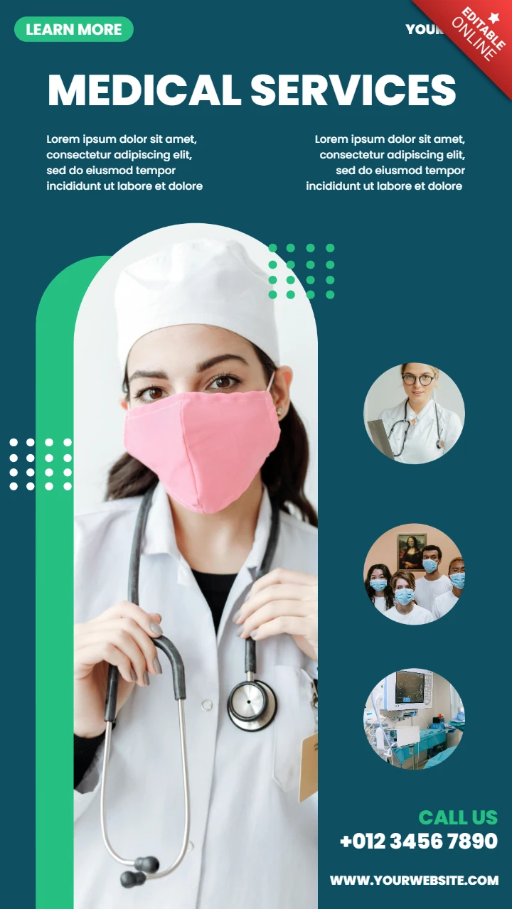 Modello di design accattivante per post promozionali di storie Instagram mediche