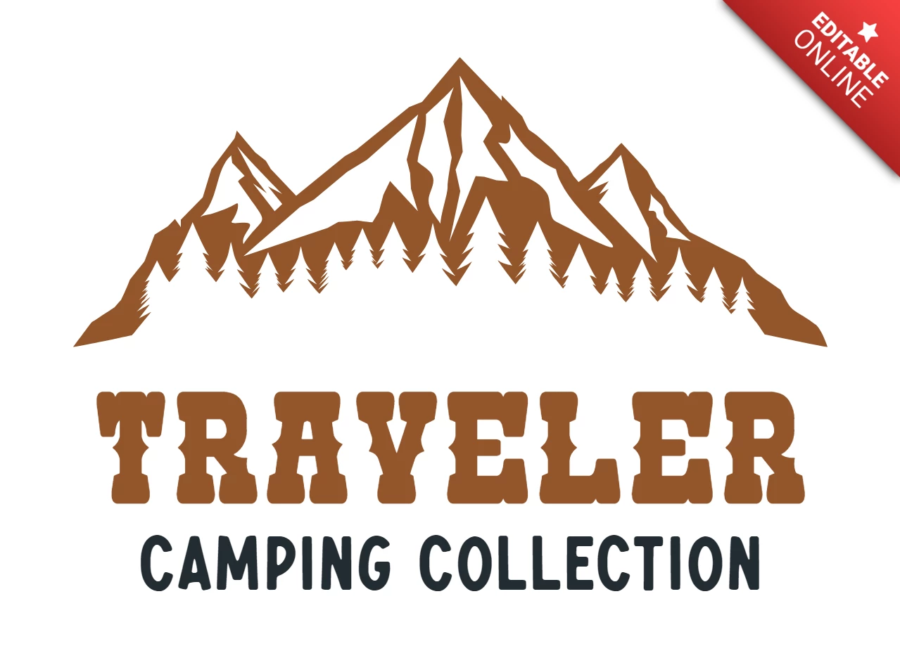 Modello di logo collezione campeggio viaggiatore