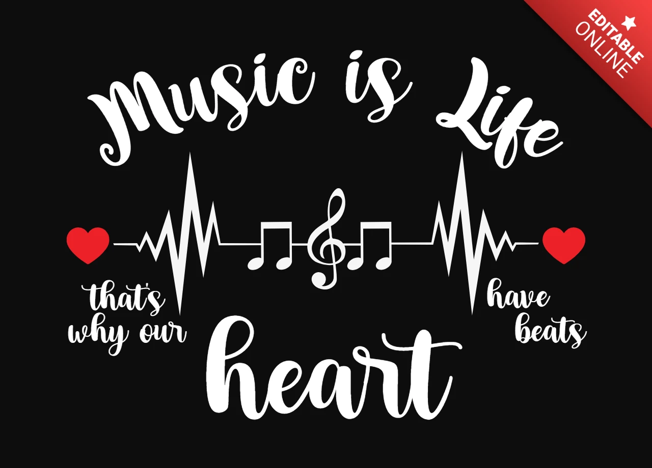 Modelo de design de camiseta "Music is life