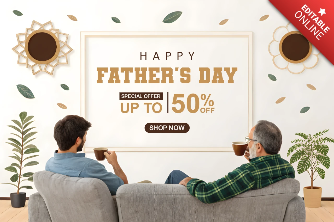 Editable Father And Son Template - Modern 3D Design with Special Offer