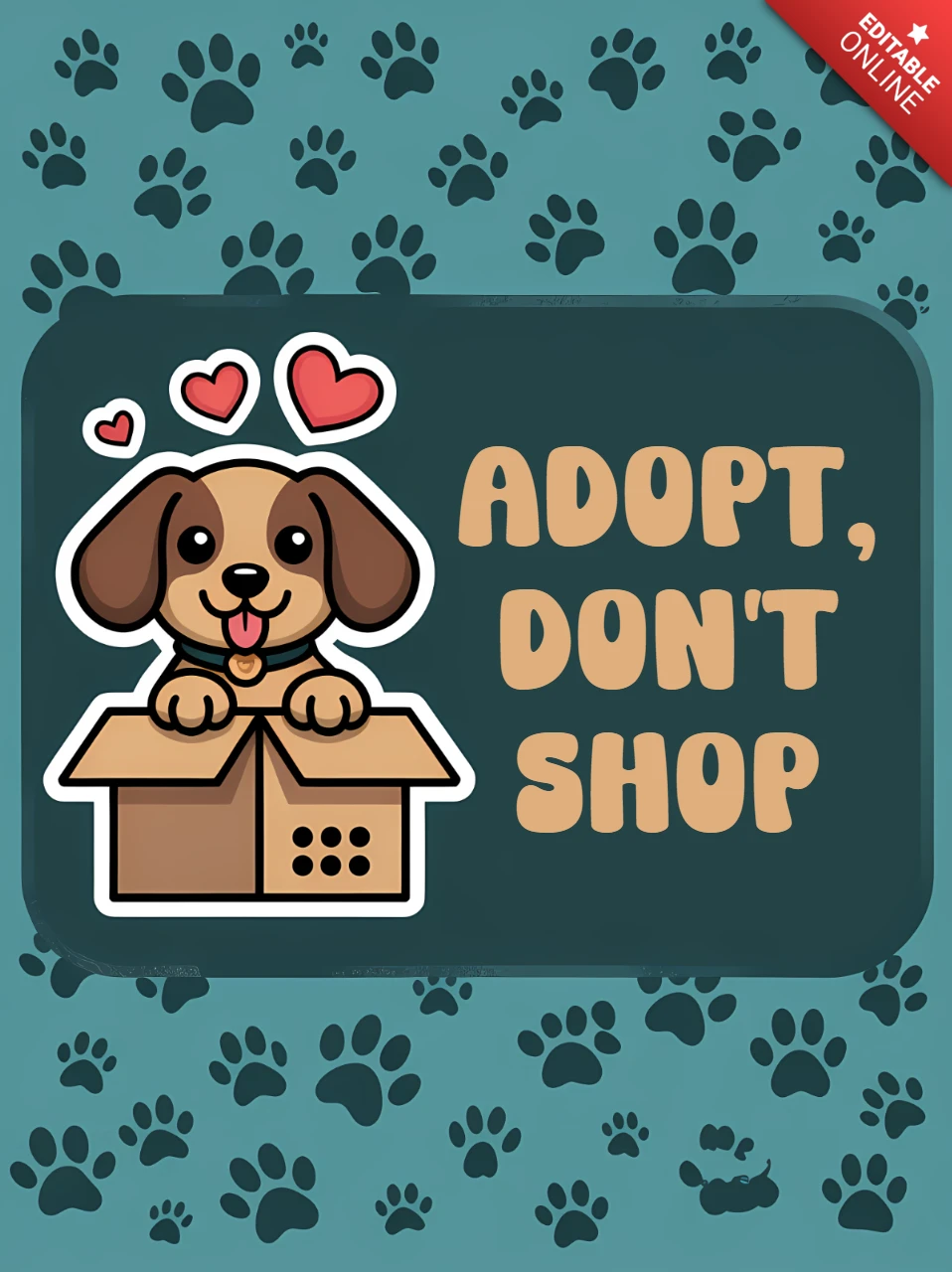 Plantilla de diseño para adopción de perros juguetones para volantes y carteles.