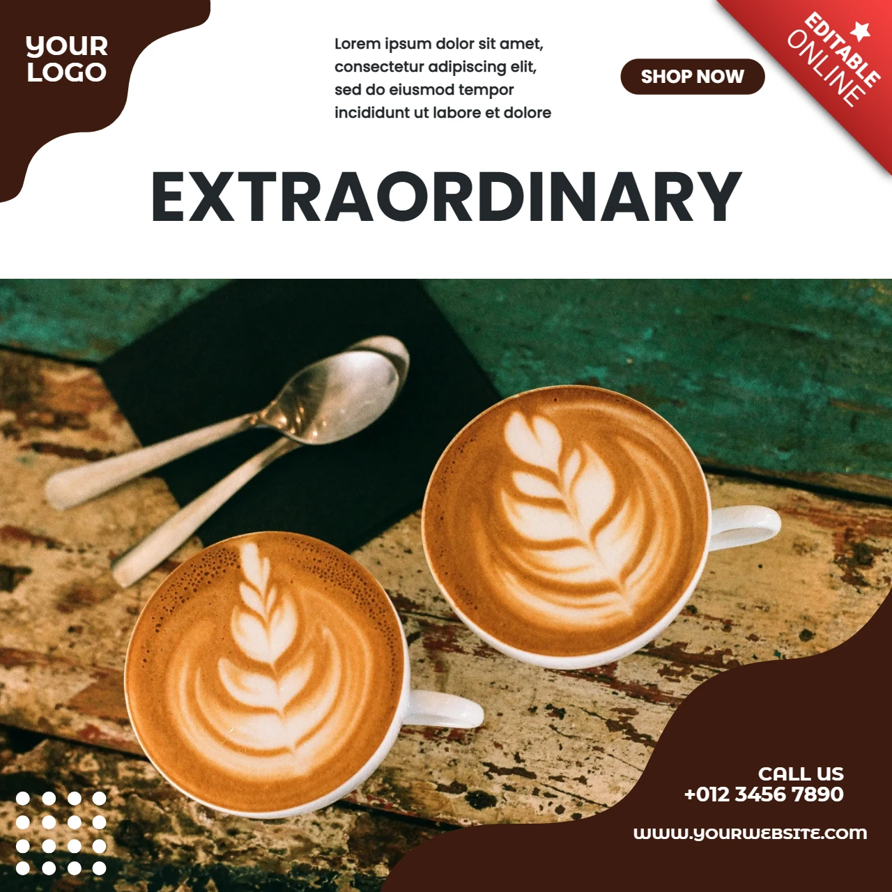 Buitengewone koffie instagram post ontwerpsjabloon