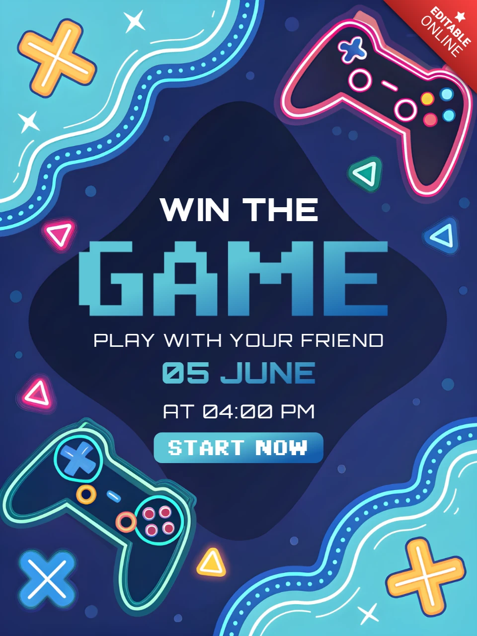 Gaming Event Invitation Template with Retro Controller Design