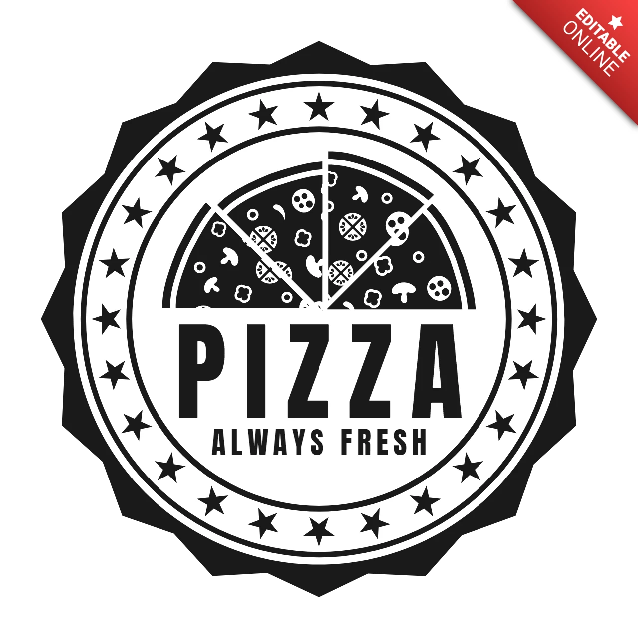 Frische pizza logo design vorlage