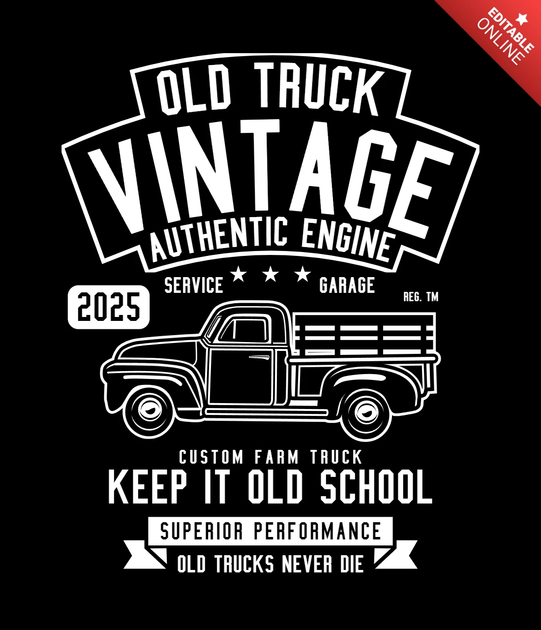 Old Truck Vintage T-shirt Design Template