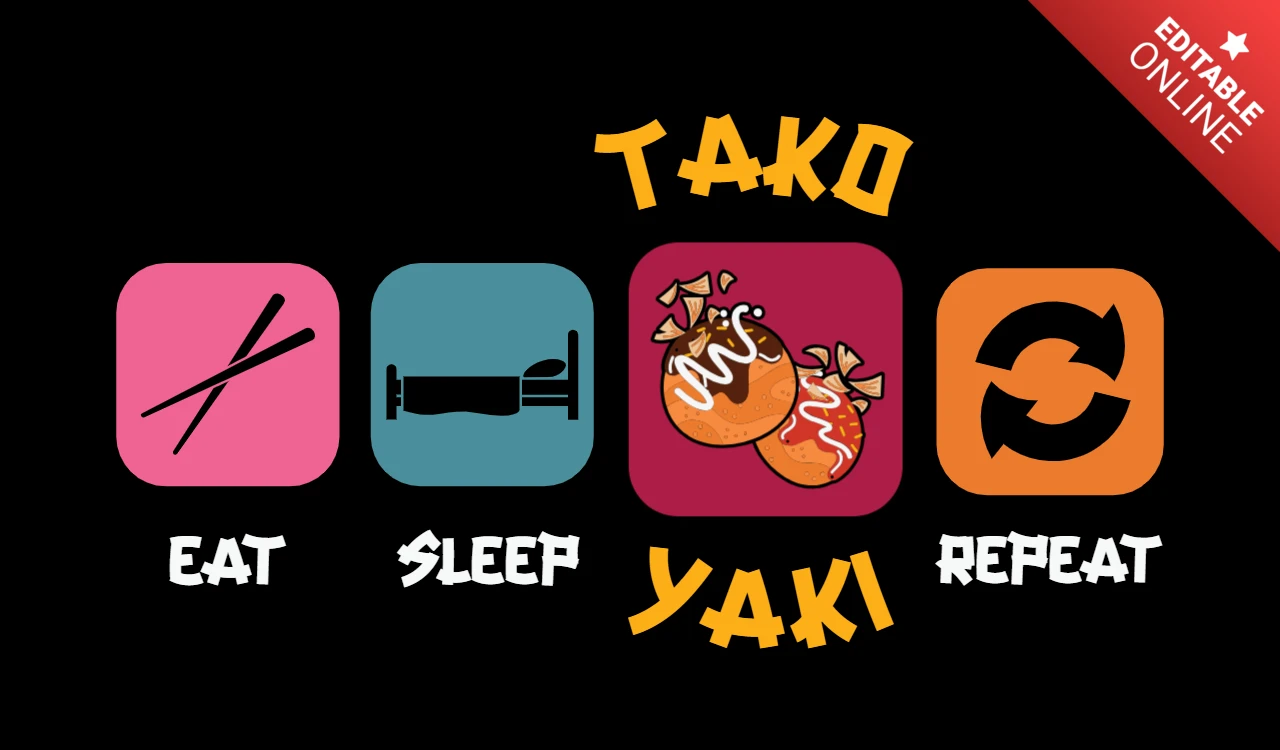 Modelo de design de camiseta "Eat sleep takoyaki repeat
