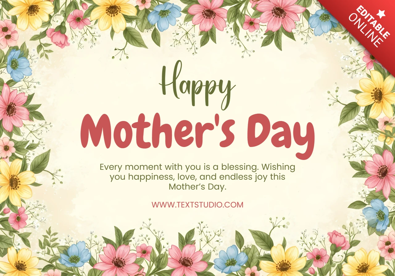 Cute Mother and Baby Mother’s Day Greeting Card Design Template