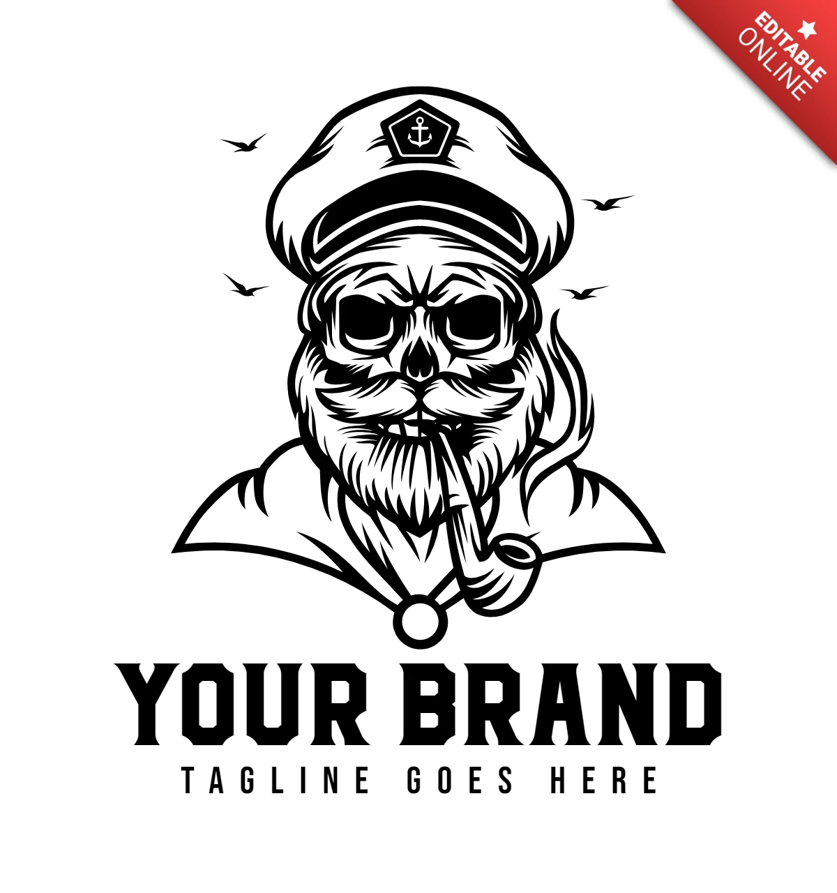 Cráneo marinero plantilla de diseño de logotipo