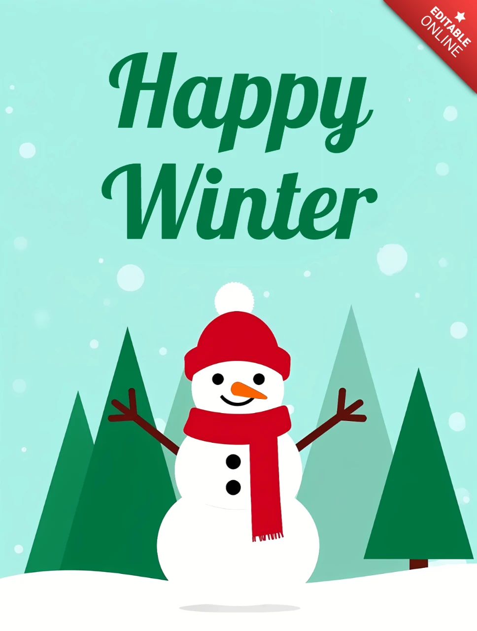 Winter Wonderland Snowman Design Template for Holiday Greeting Cards