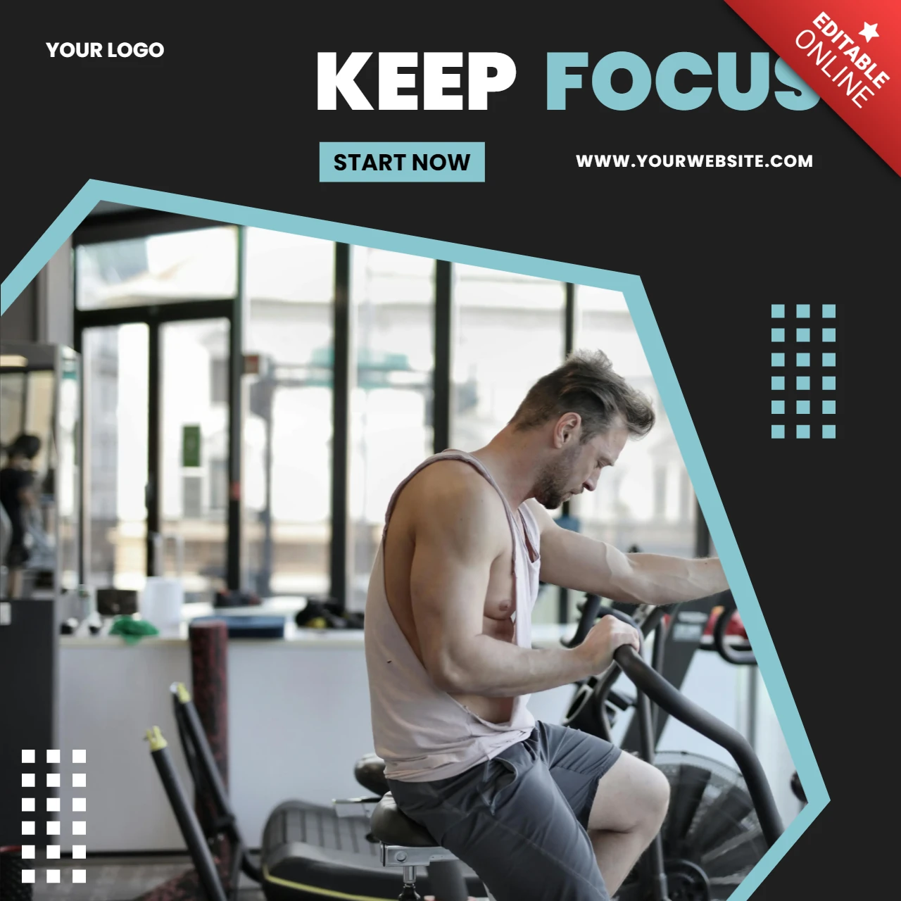 Modern Geometric Gym Center Instagram Post Design Template