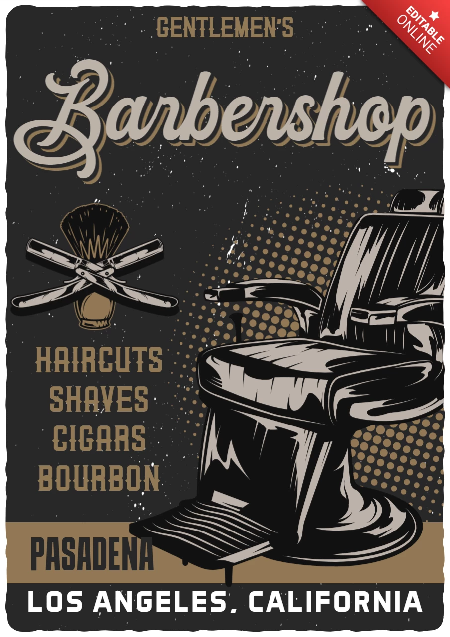 Vintage Barbershop Chair Poster Design Template