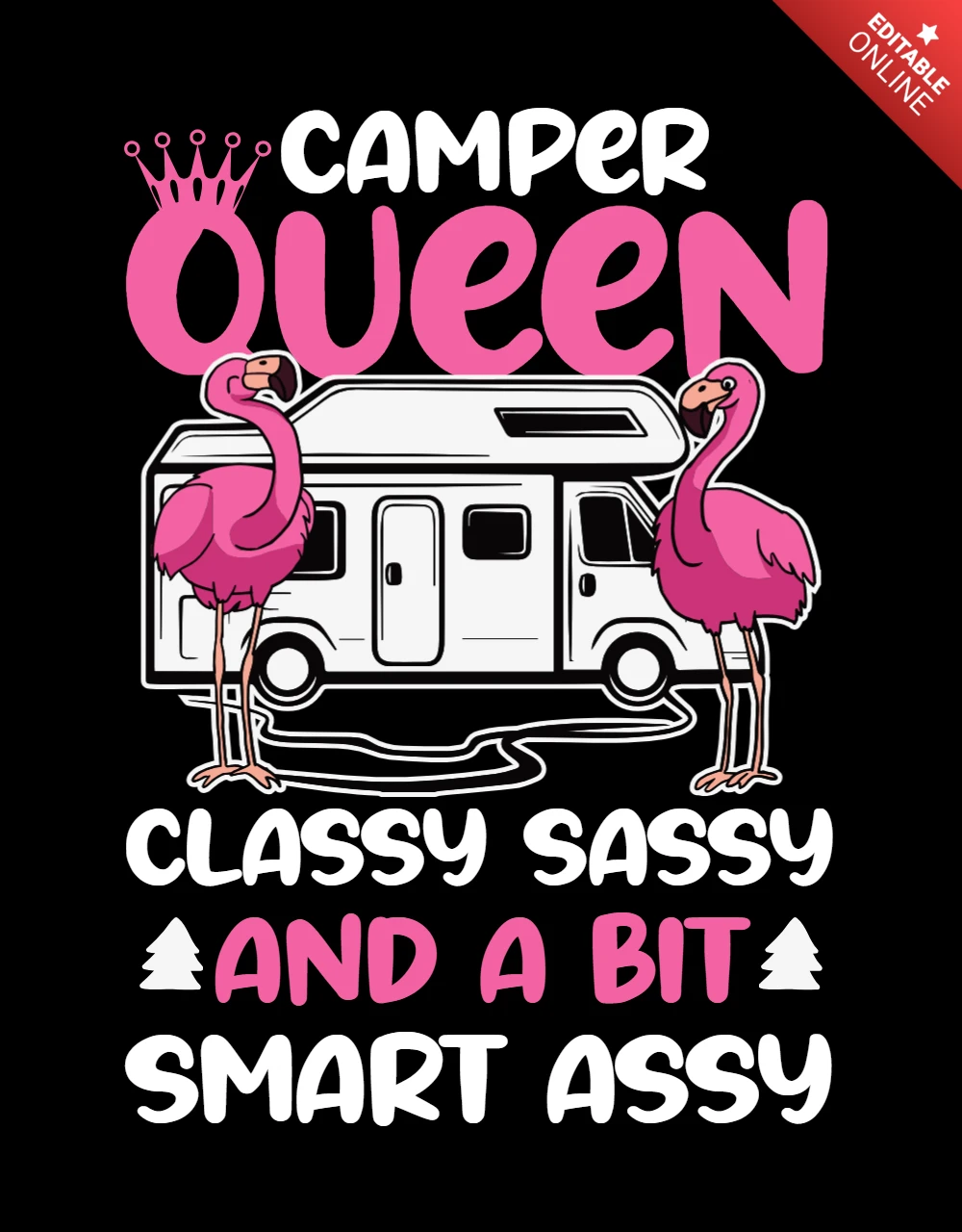 Plantilla de diseño de camiseta Flamingo camper queen