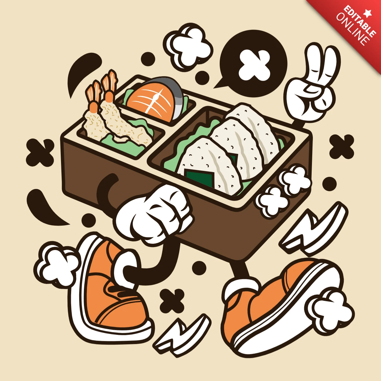 Boîte à sushis Bento personnage de bande dessinée modèle de t-shirt
