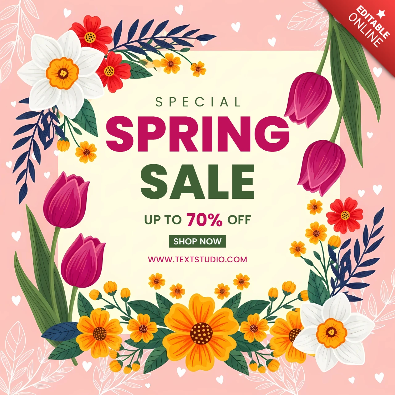 Frühjahrsblumenverkaufs-Template-Design für Werbeflyer