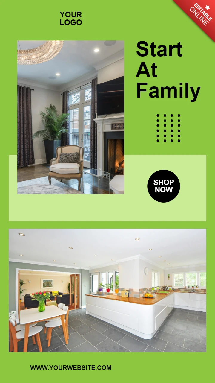 Two-Tone Flat Green Instagram Story Post Design Template