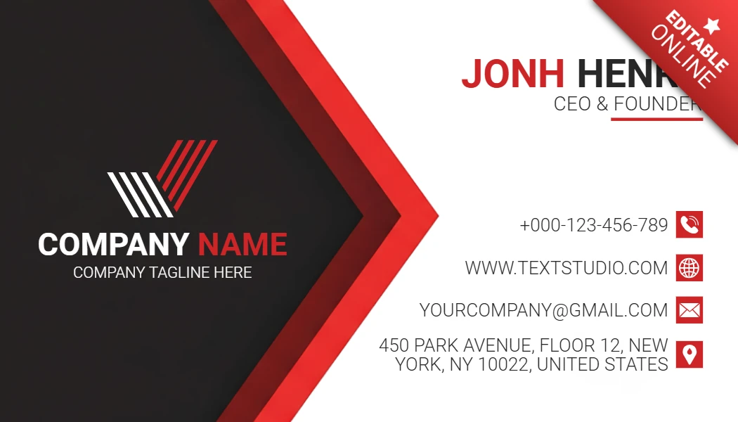 Minimalist Business Card Layout Sleek Red, Black, and White Color Scheme Design Template