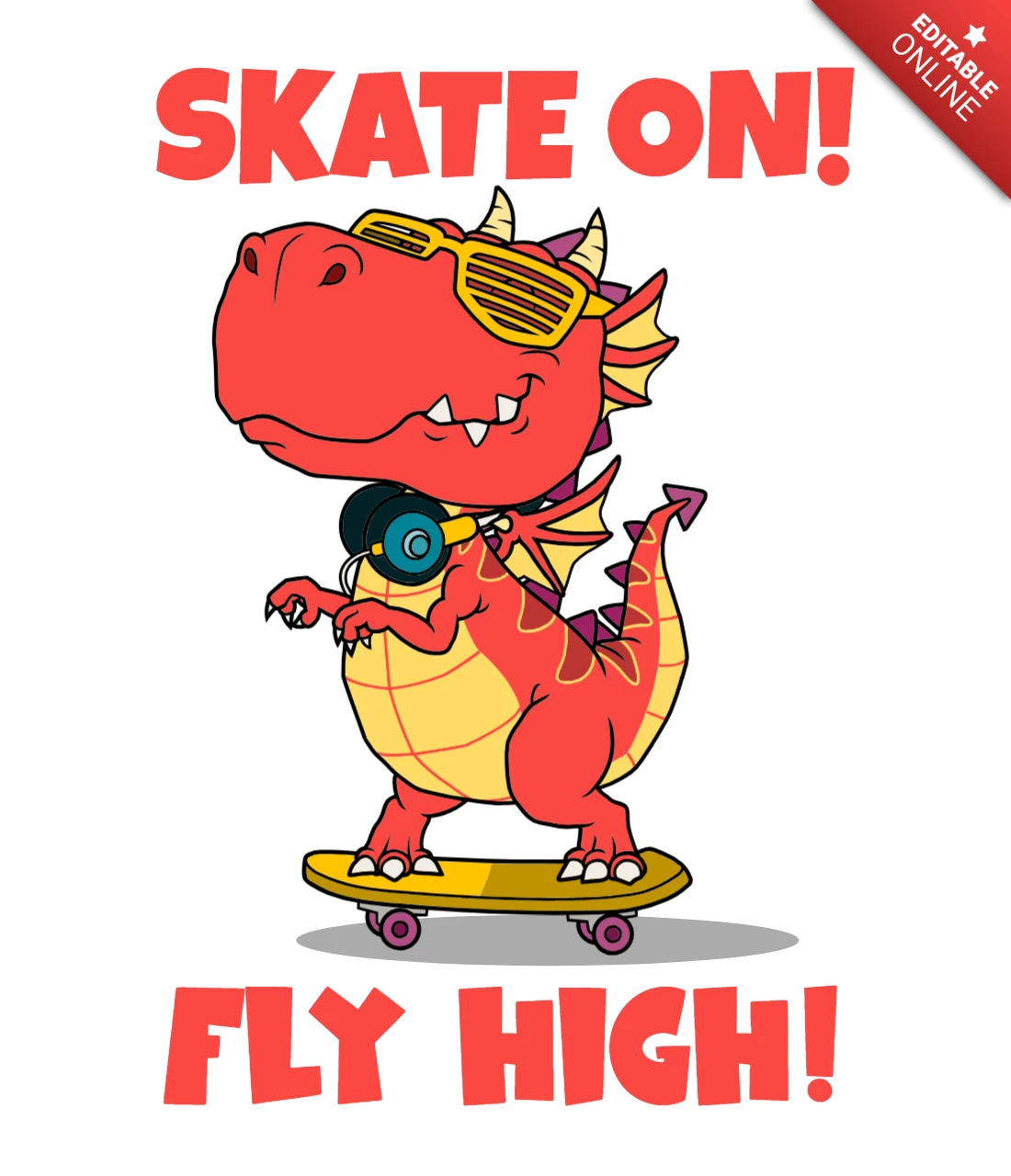 Skate on ! fly high ! modèle de dinosaure amusant pour les enfants