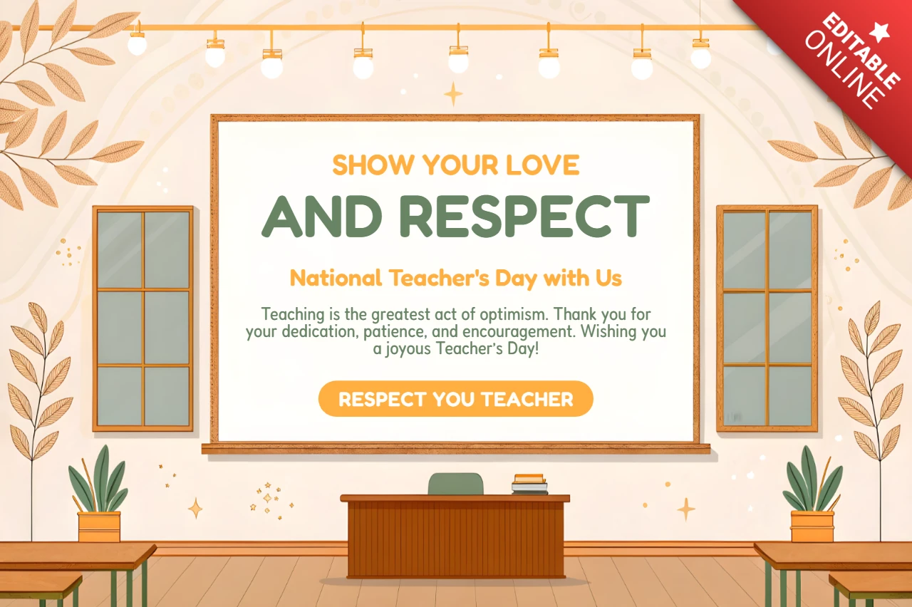 Editable Classroom Design Template for National Teacher's Day Celebration