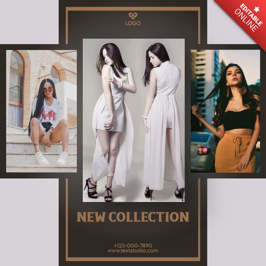 Post su Instagram della nuova collezione di moda fotografica moderna nera e beige