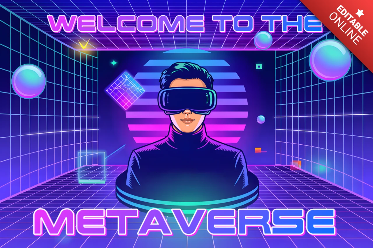 Retro Futuristic Metaverse Design Template for Posters
