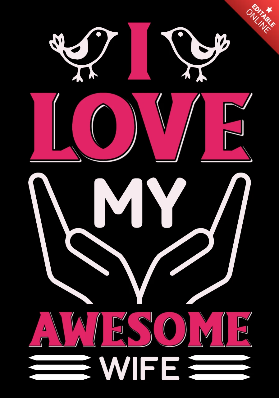 Love my awesome vrouw typografie ontwerpsjabloon