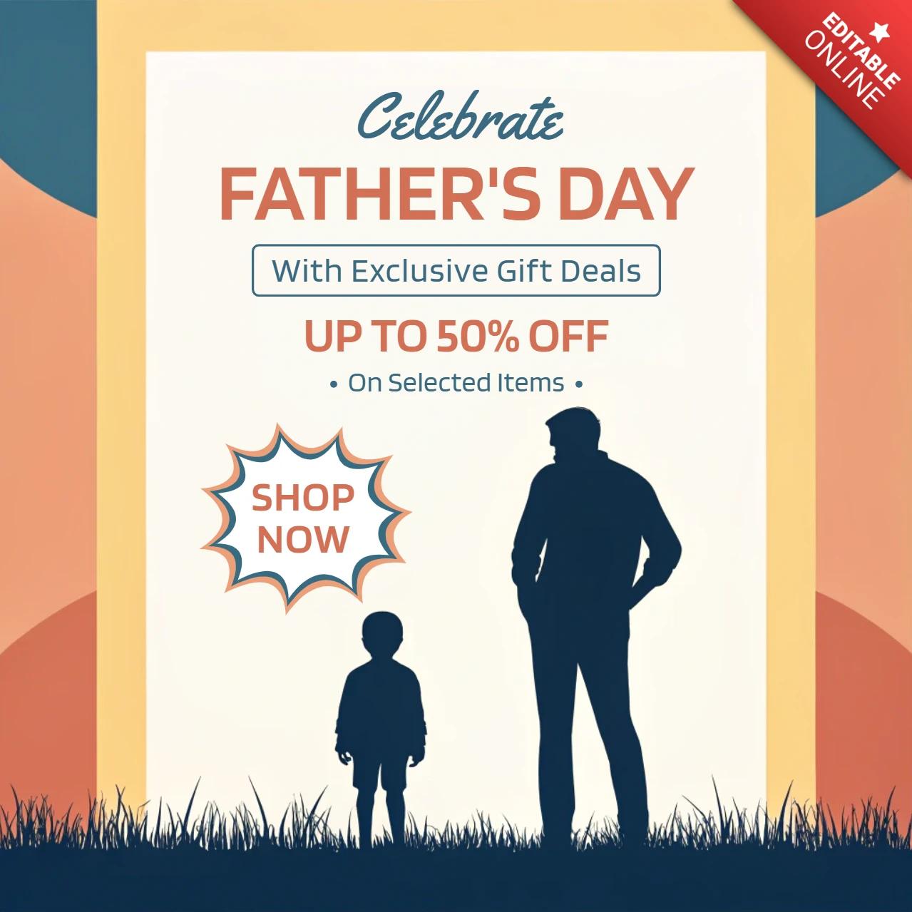 Father's Day Celebration Template - Retro Style Design for Exclusive Gift Deals