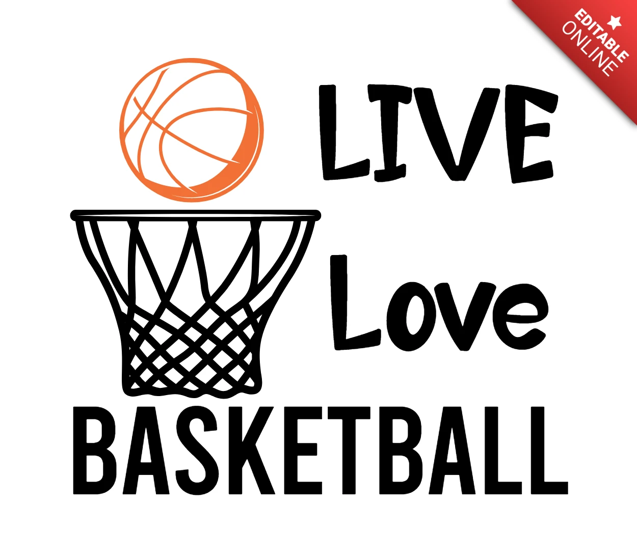 Live liefde basketbal t-shirt ontwerpsjabloon