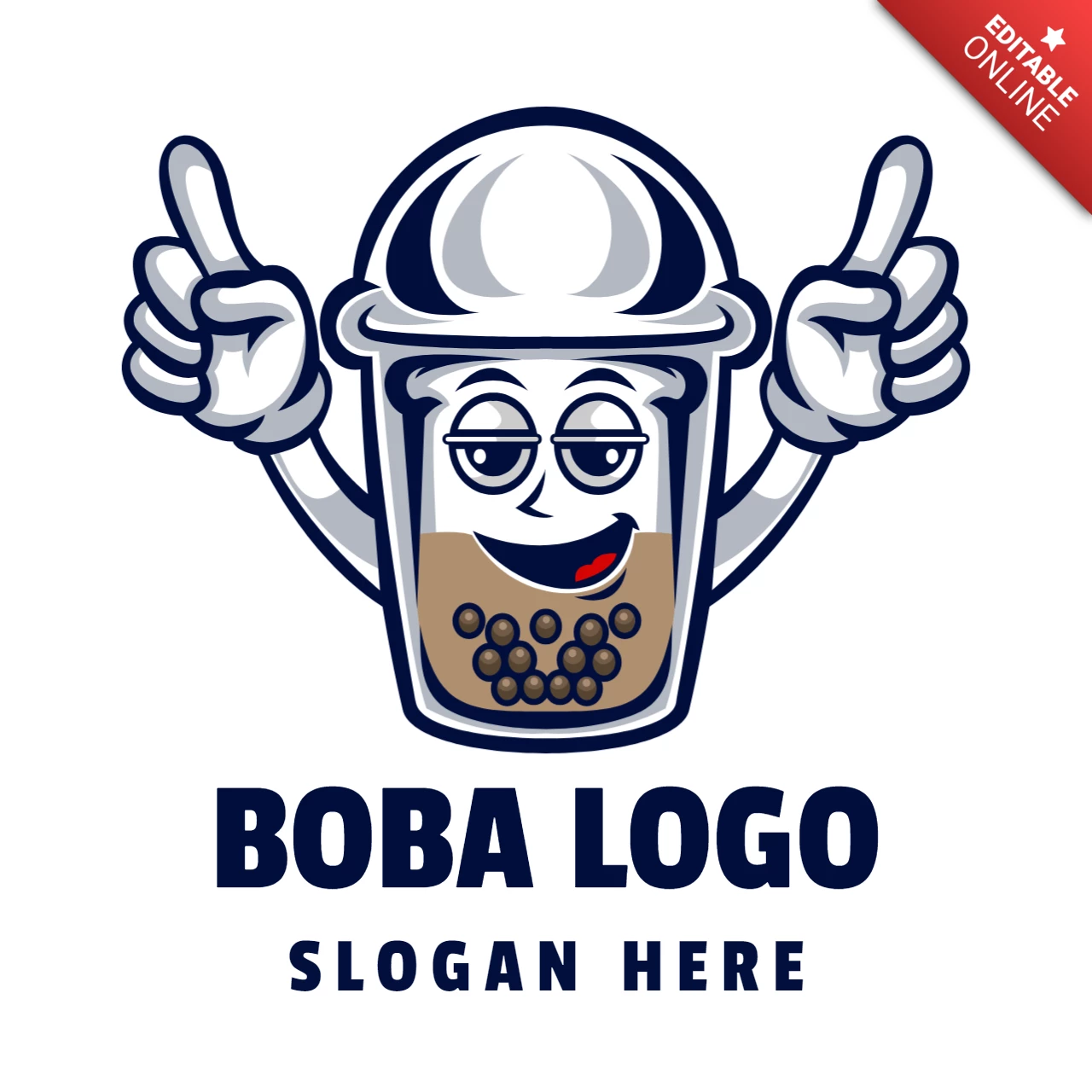 Plantilla de diseño de logotipo de Boba