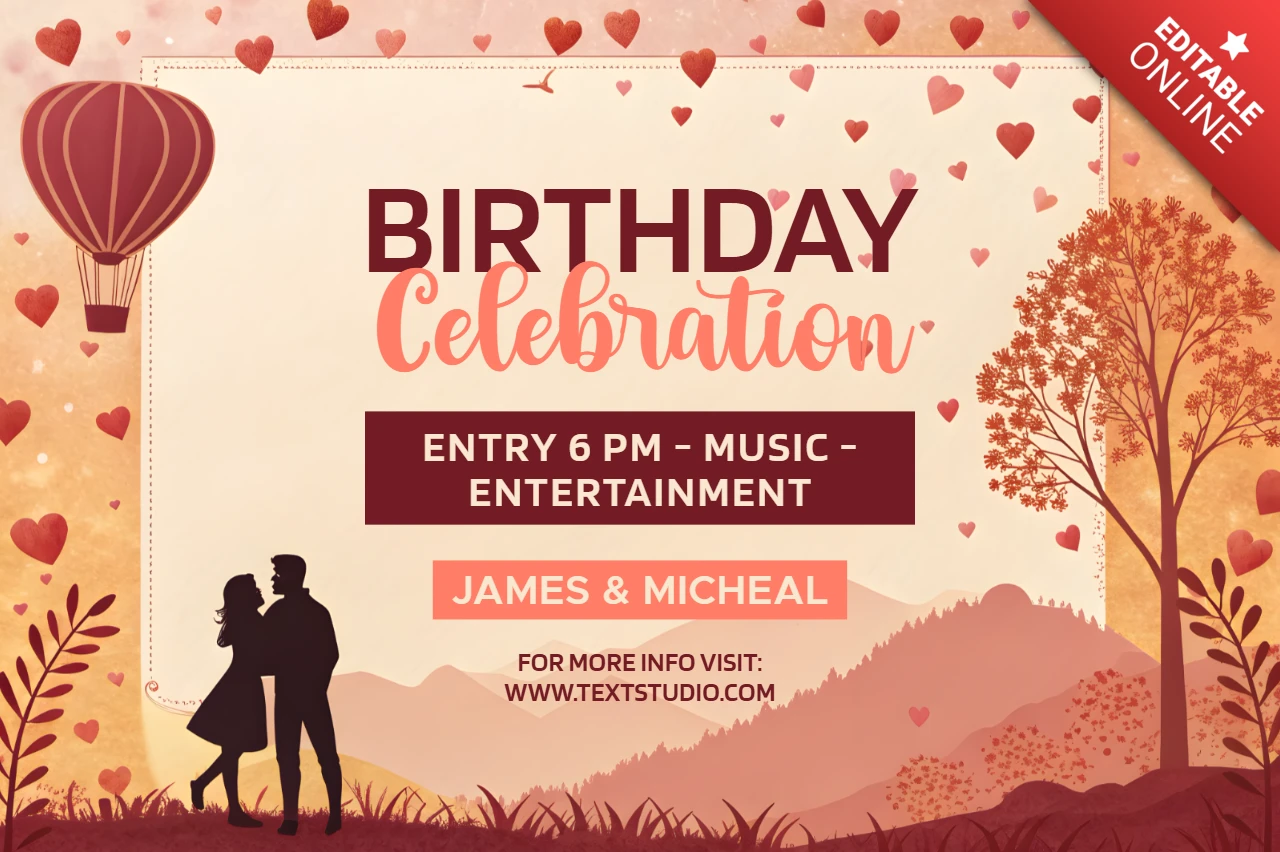 Modèle de célébration d'anniversaire romantique - design élégant pour des événements spéciaux