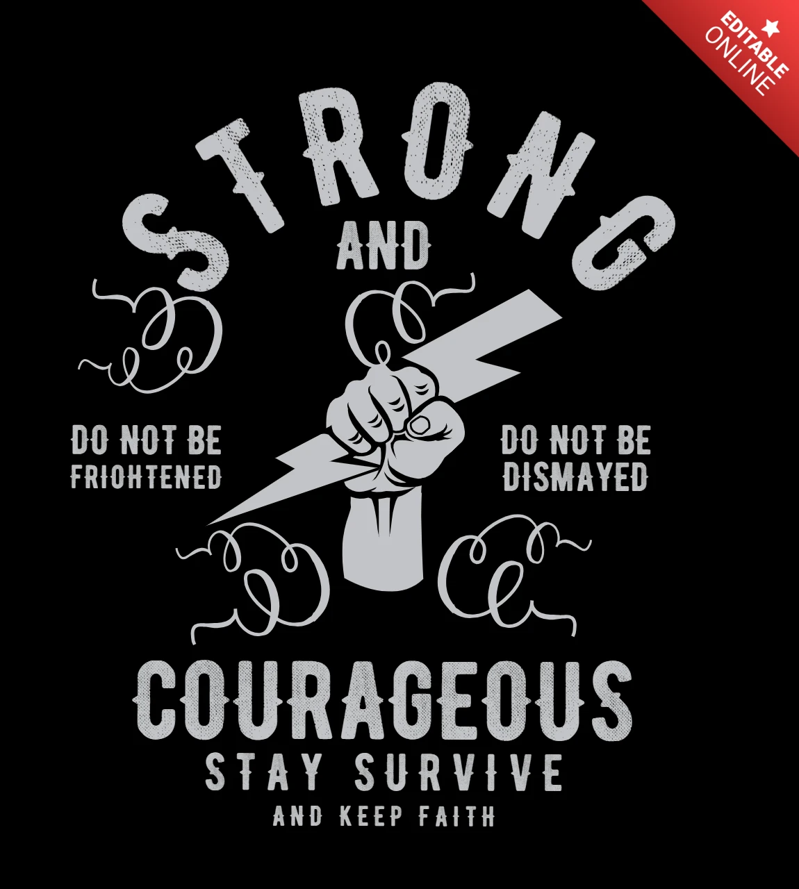 Sterk en moedig t-shirt ontwerpsjabloon