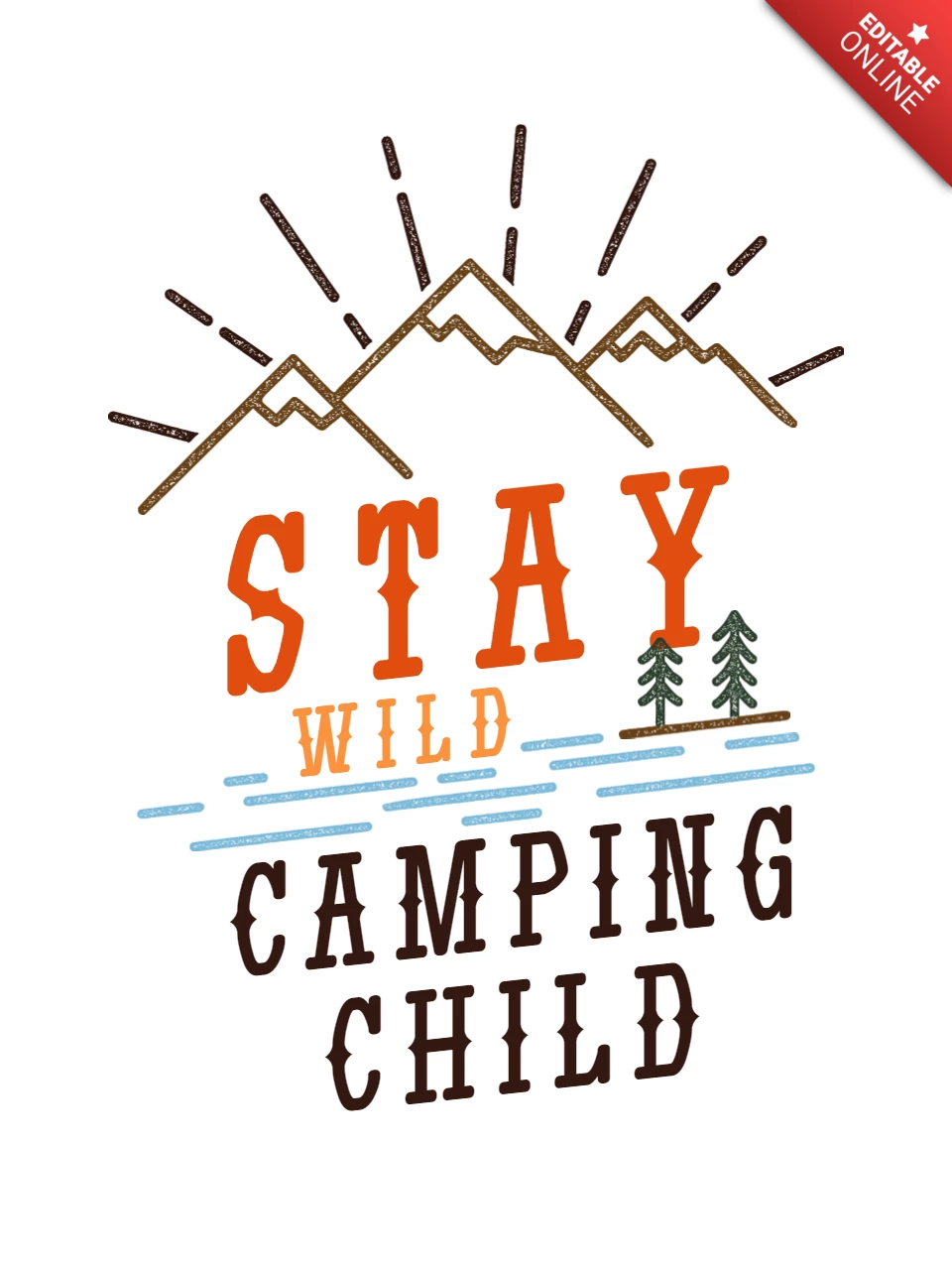 Дизайн детской футболки Stay wild для кемпинга
