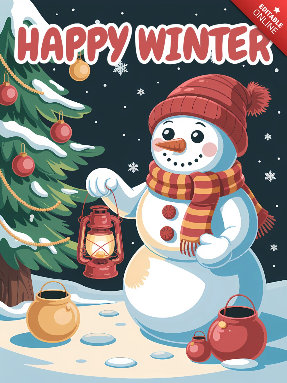 Winterwunderland Schneemann Designvorlage für Weihnachtsgrußkarten