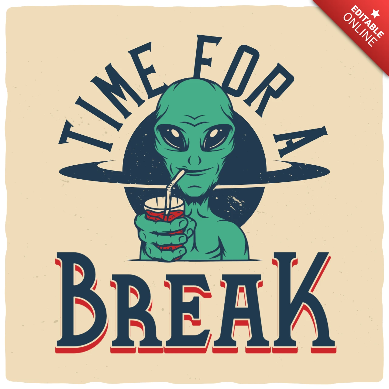 Zeit für eine Pause alien vintage t-shirt design Vorlage