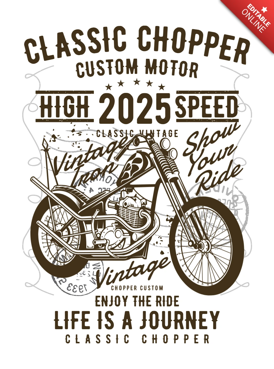 Modello di design per maglietta vintage chopper classico
