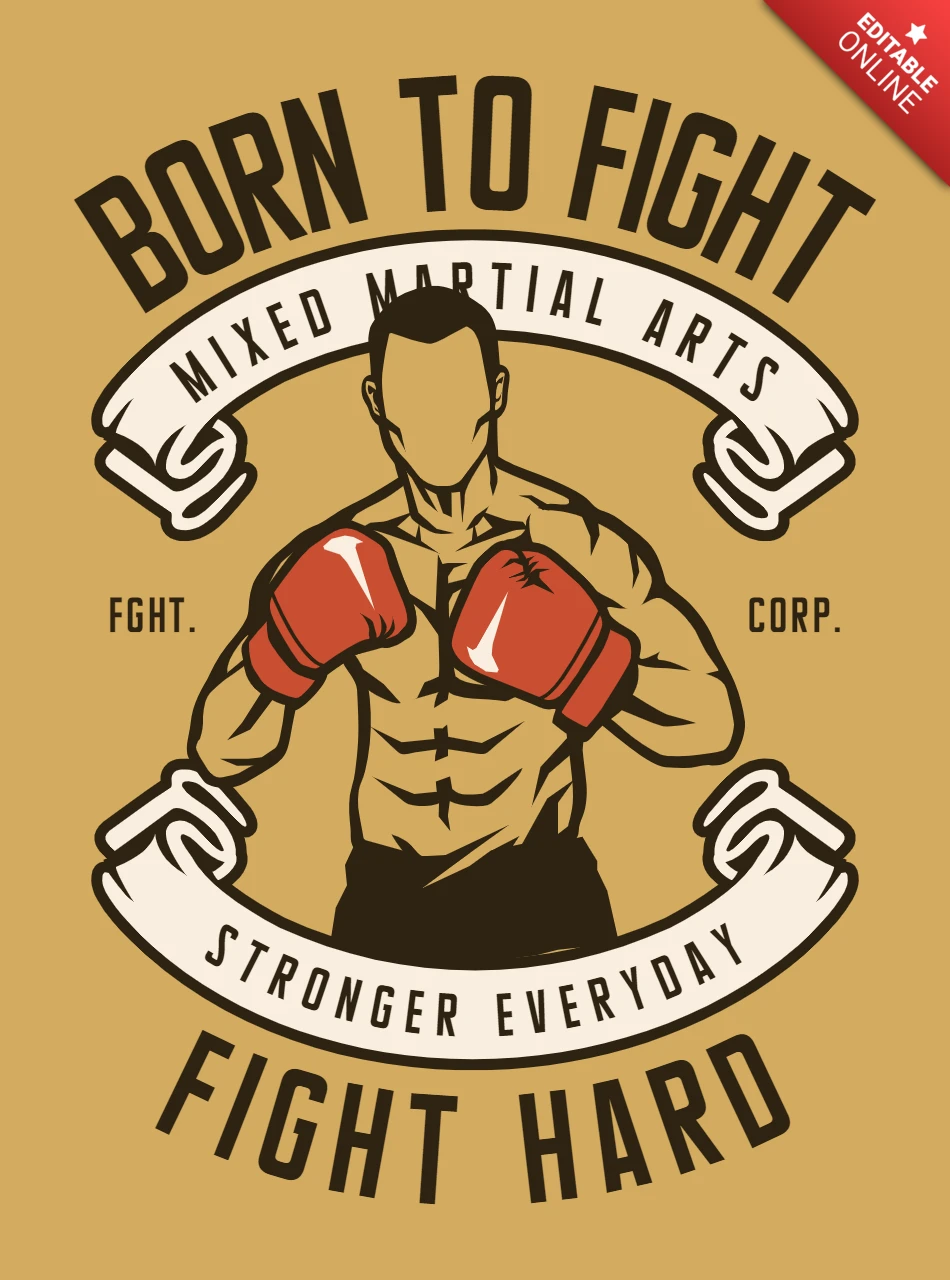 Plantilla de diseño de camiseta de artes marciales mixtas "Nacido para luchar"