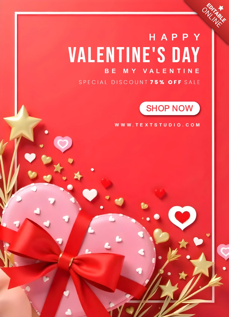 Valentine's Day Sale Brochure Template for Special Discounts