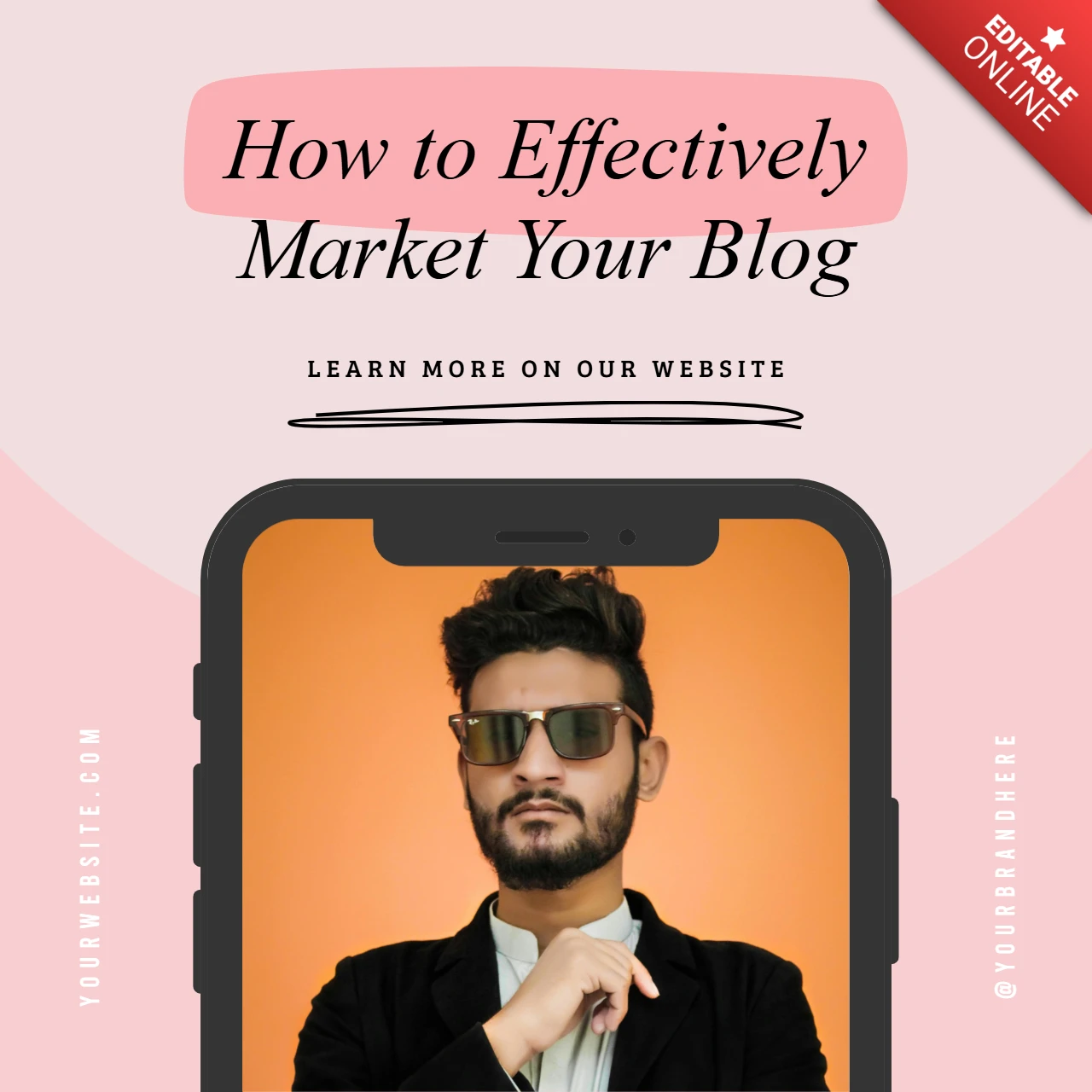 Pink Effective Blog Marketing Tips Instagram Post Design Template