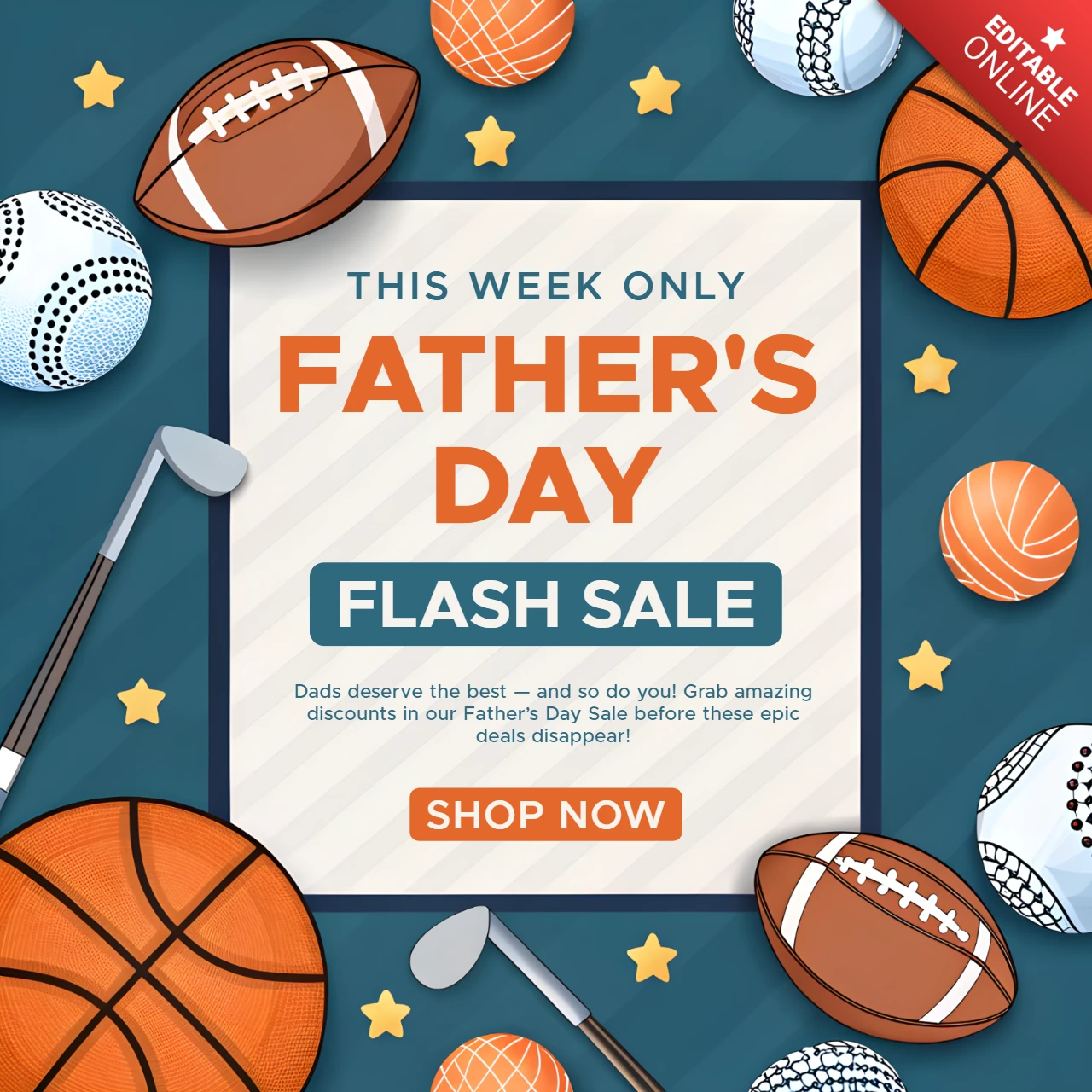 Sporty Father's Day Flash Sale Template Design for Sporty Daddys