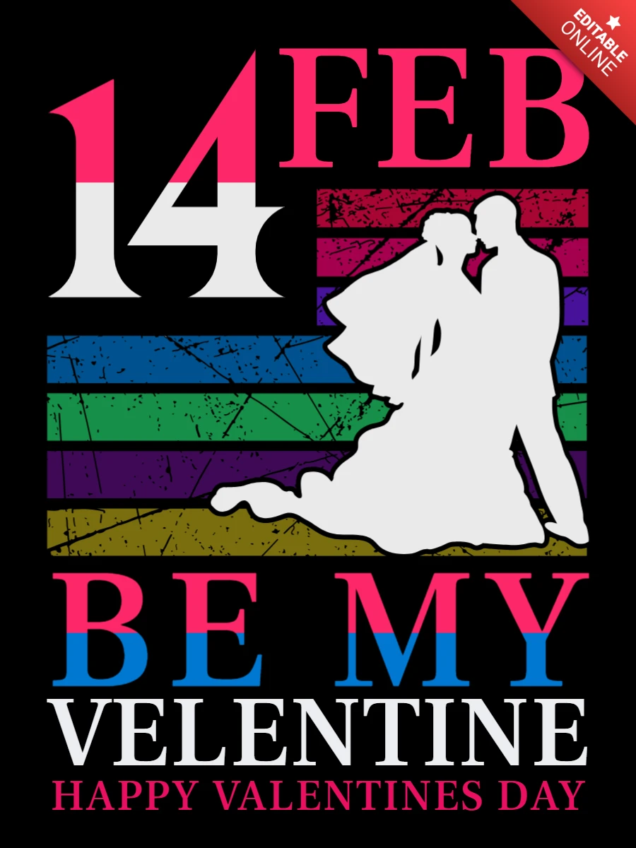 Modèle coloré pour la Saint-Valentin : "be my valentine" avec une silhouette romantique