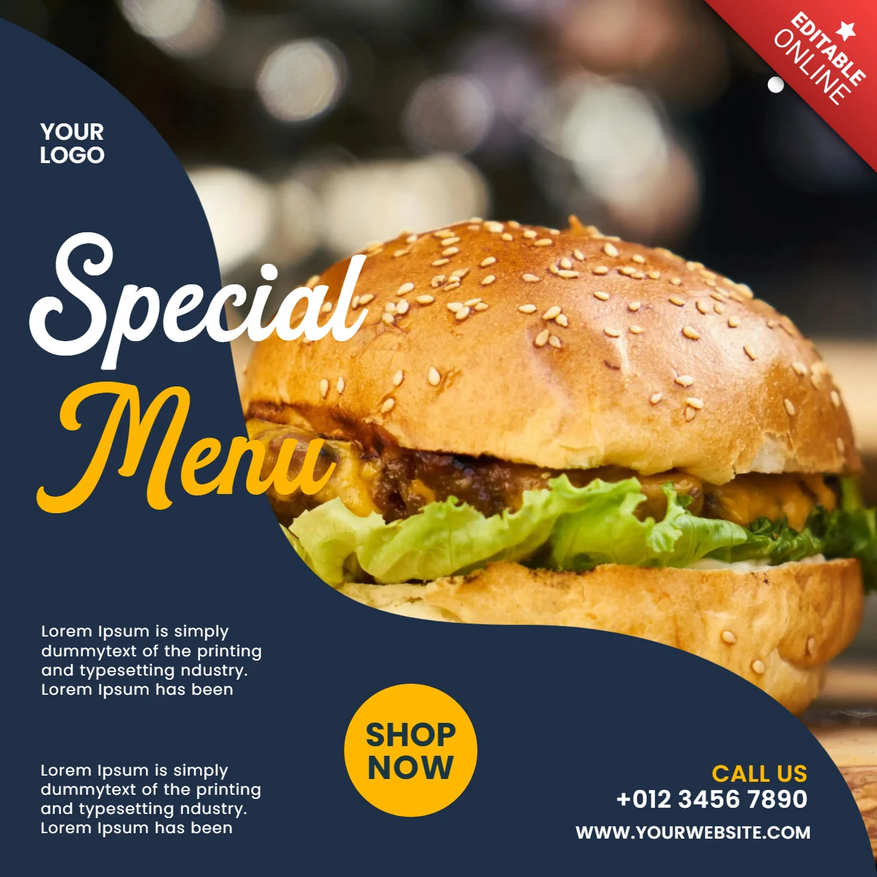Modelo de design de postagem promocional de comida de menu especial no Instagram