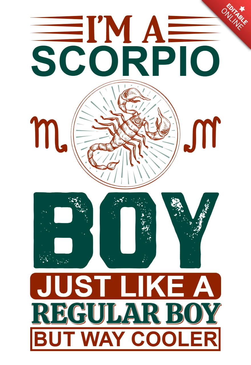 Coole Skorpion Junge Retro-Design-Vorlage für anpassbare Kleidung