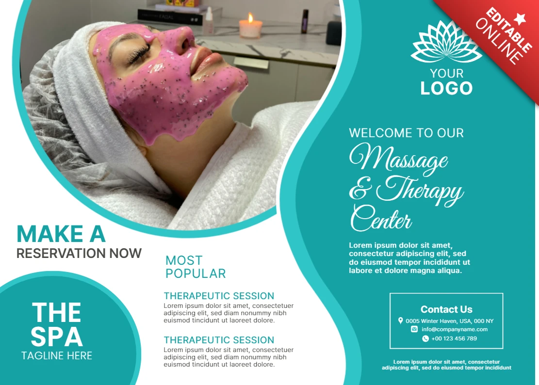 Modèle de conception de traitement spa thérapeutique pour brochure de bien-être