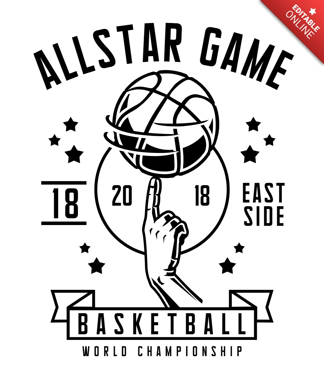 All Star Basketball T-Shirt Design Template