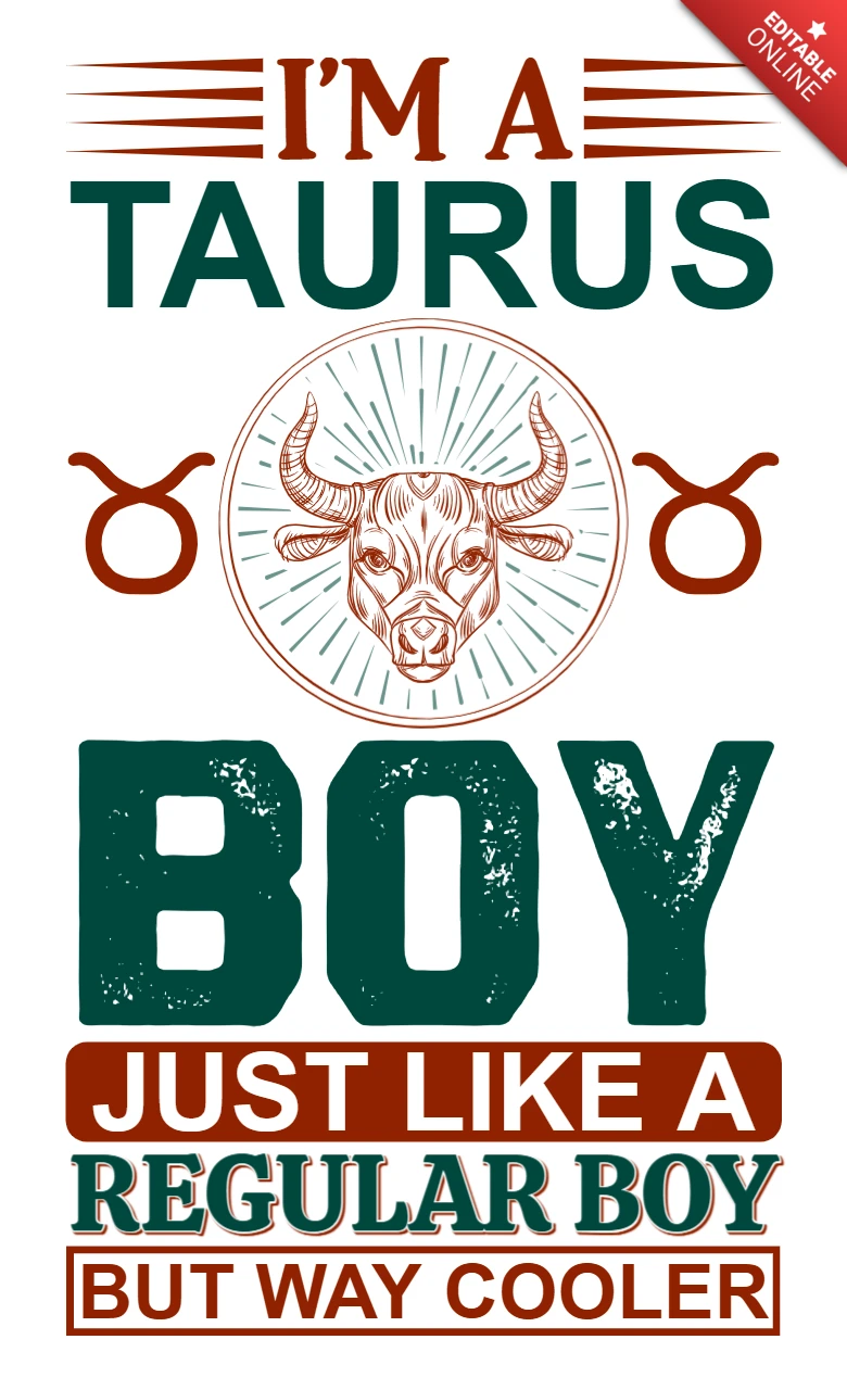 Taurus Boy Retro Typography Design Template