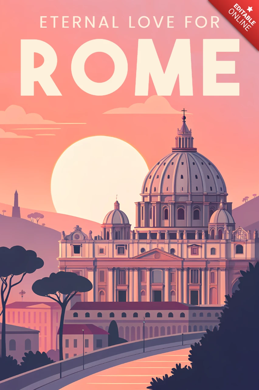 Ewige Liebe für Rom Retro-Design-Vorlage für Poster