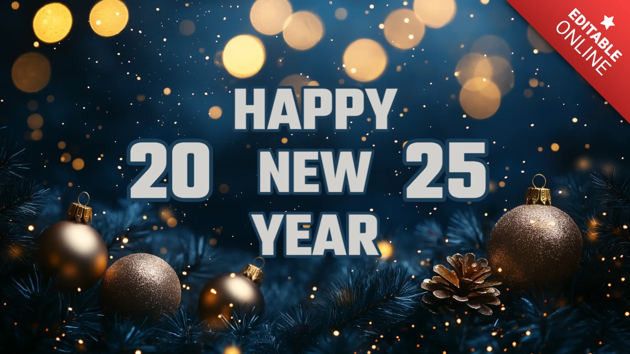 Golden Sparkle New Year Celebration Card Template