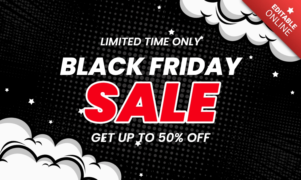 Comic-Stil Black Friday Verkaufsdesignvorlage für Werbeflyer