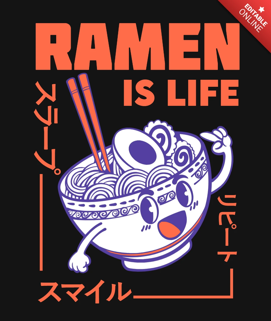 El ramen es vida diseño de camiseta para amantes de la comida en tazón de fideos japonés.